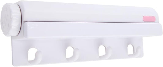4 Line Retractable Clothesline,Automatic Extendable Washing Line Rope Wall Mounted Telescopic Laundry Dryer for Indoor Outdoor,Clothes Drying Rack for Hotels, Terraces, Balconies.