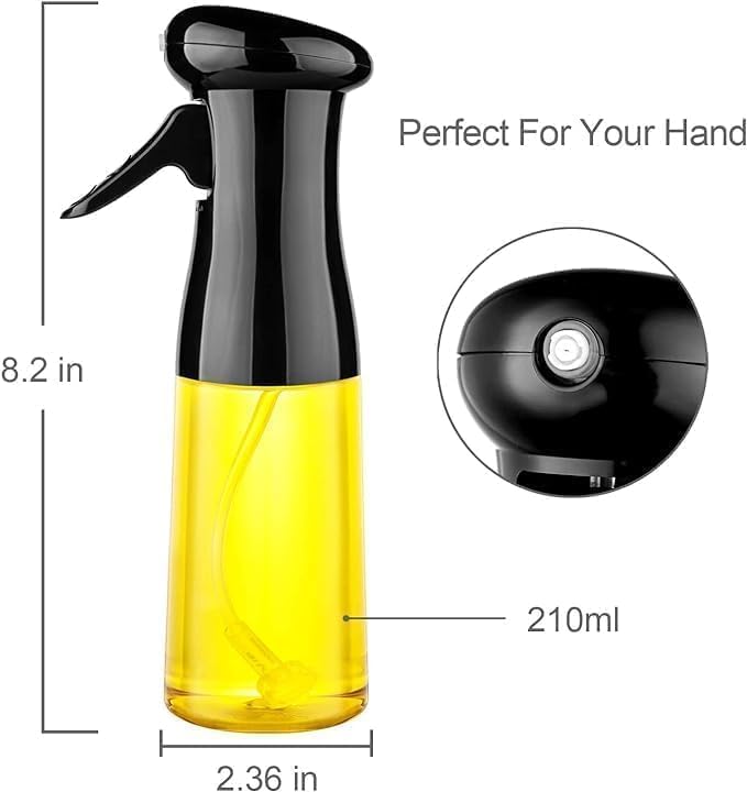 Vasukie 2-in-1 Olive Oil Sprayer and Dispenser Bottle for Kitchen | 500ml Glass Oil Bottle with Premium Nozzle | Cooking Oil Sprayer for Healthy Cooking and Salad Making (Spray Bottle)