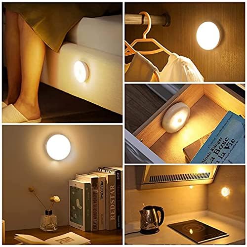 Motion Sensor Light with USB Charging, Wireless, Rechargeable, Adhesive LED Nightlight for Home (Pack of 2, Warm White)