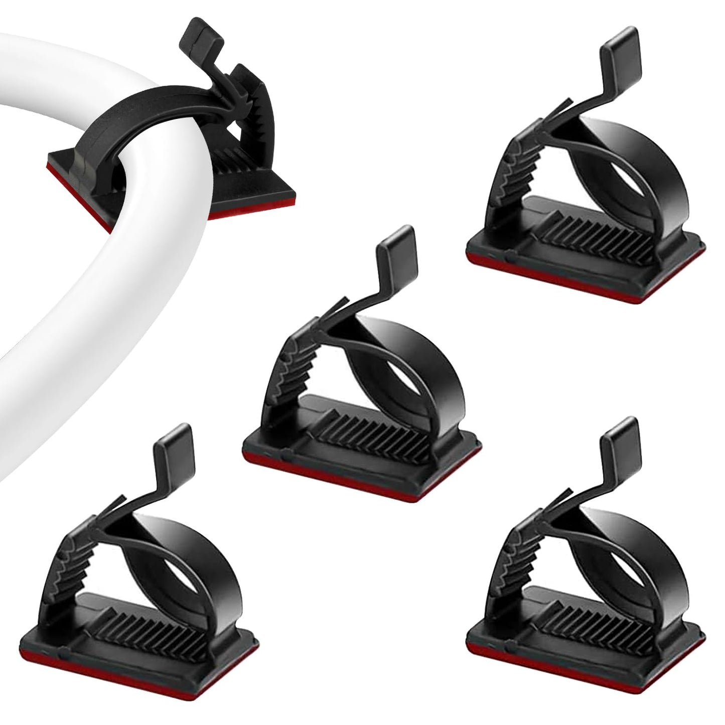 50Pcs Adjustable Cable Management Clips, Adhesive Organizers Sticky Wire Clips Cord Holder for TV PC Ethernet Under Desk Wall Home Office