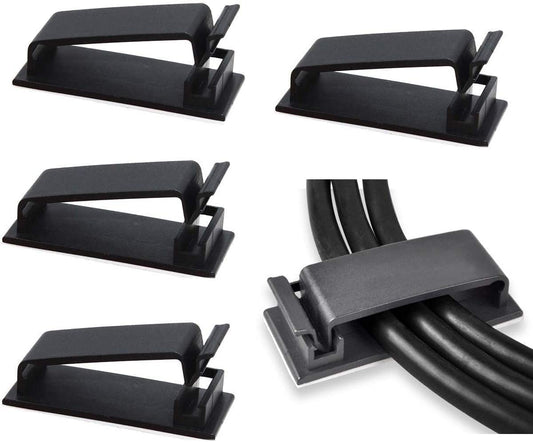 50Pcs Self Adhesive Cable Management Clips, Large Cable Organizers Wire Clips Cord Holder for TV PC Laptop Ethernet Cable Desktop Home Office (Black)