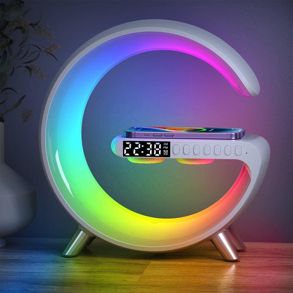Smart Table Lamp with Wireless Charger, App Control, Sunrise WakeUp Light, Bluetooth Speaker, Clock & Alarm