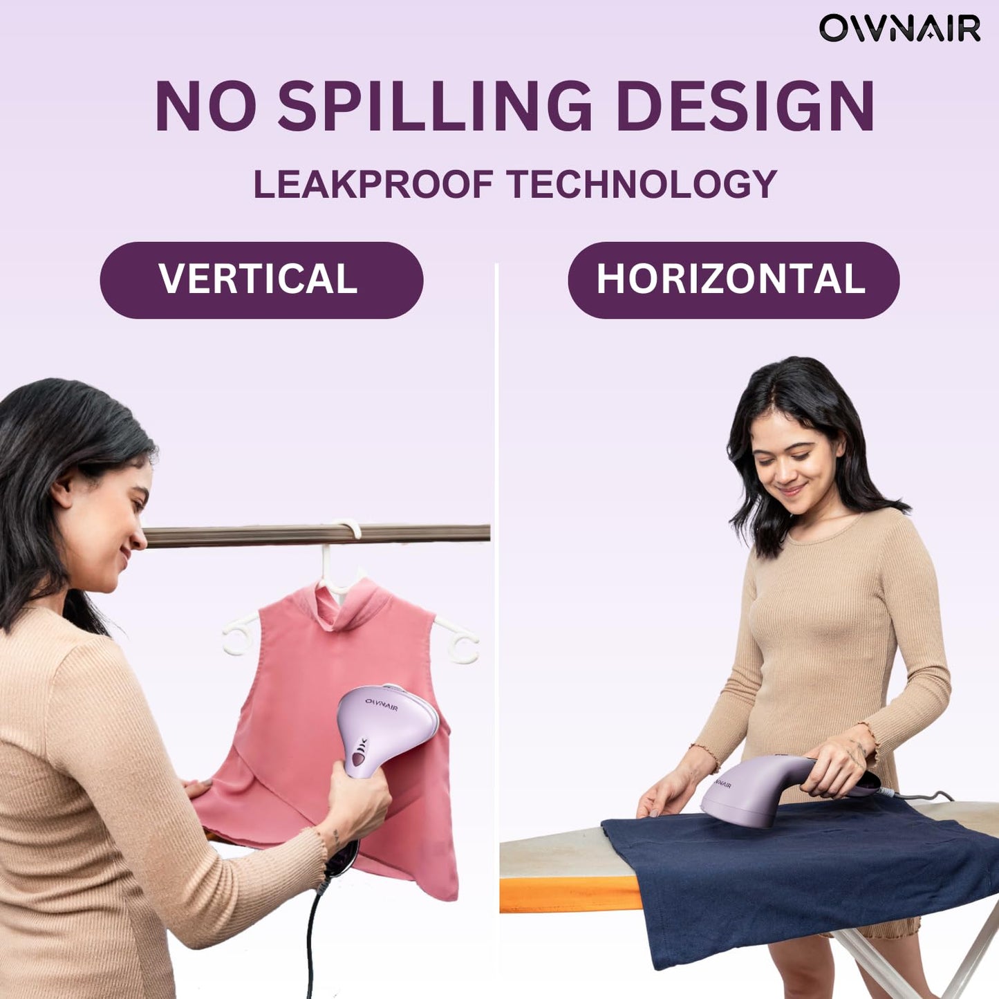 Handheld Garment Steamer for clothes, steam iron press, easy vertical horizontal steaming, steamer for ironing clothes, 24g/min high steam 1800 Watt, 110 ml, 15-sec Fast Heating (Purple)