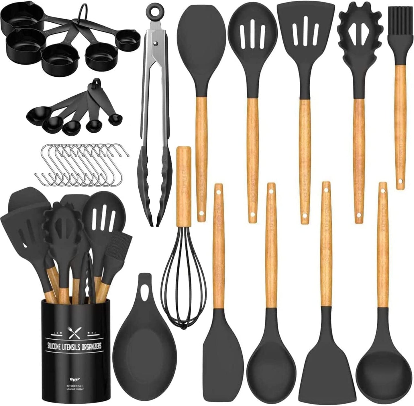 33 pcs Silicone Spatula Set for Kitchen - Nonstick Cooking Utensils Set with Ladle, Spoon & Baking Tools - Aesthetic Kitchen Items for Cooking Essentials - Durable Kitchenware Utensils Set for Home