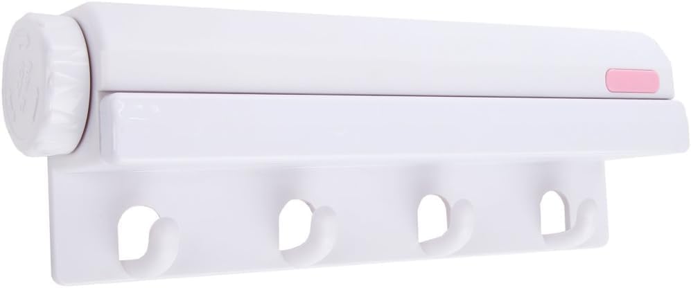 4 Line Retractable Clothesline,Automatic Extendable Washing Line Rope Wall Mounted Telescopic Laundry Dryer for Indoor Outdoor,Clothes Drying Rack for Hotels, Terraces, Balconies.