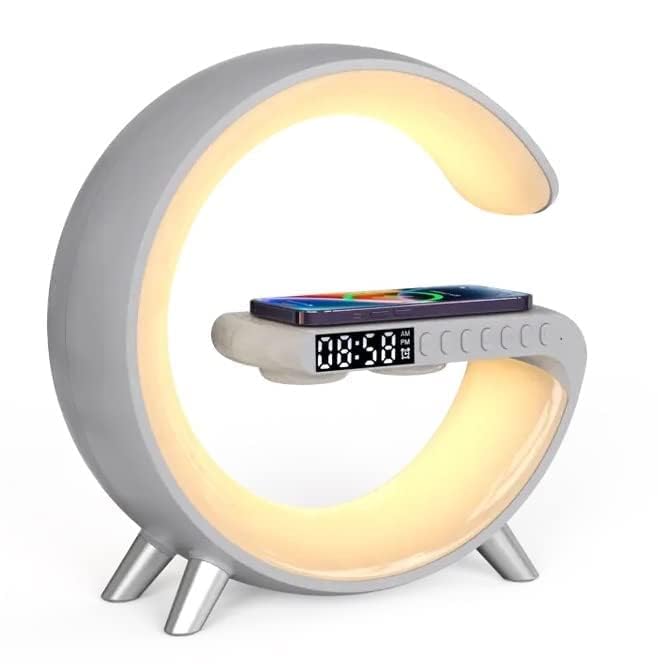 Smart Table Lamp with Wireless Charger, App Control, Sunrise WakeUp Light, Bluetooth Speaker, Clock & Alarm
