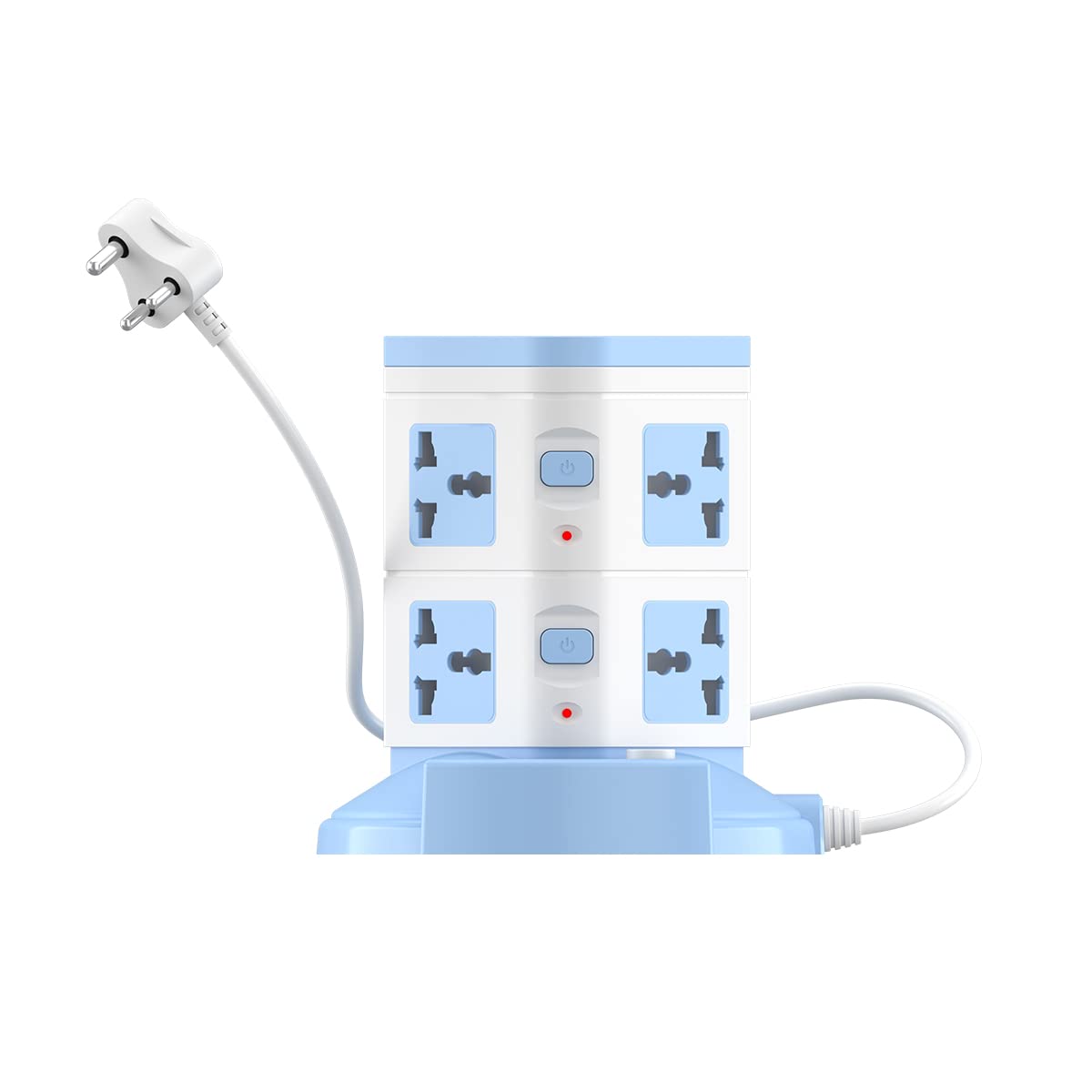 Power Plate 9 with 3 USB Ports + 8 Power Sockets Power Converter, 2500W Power Output, 2.1A USB Charging Port, 3M Cord Length(Blue)