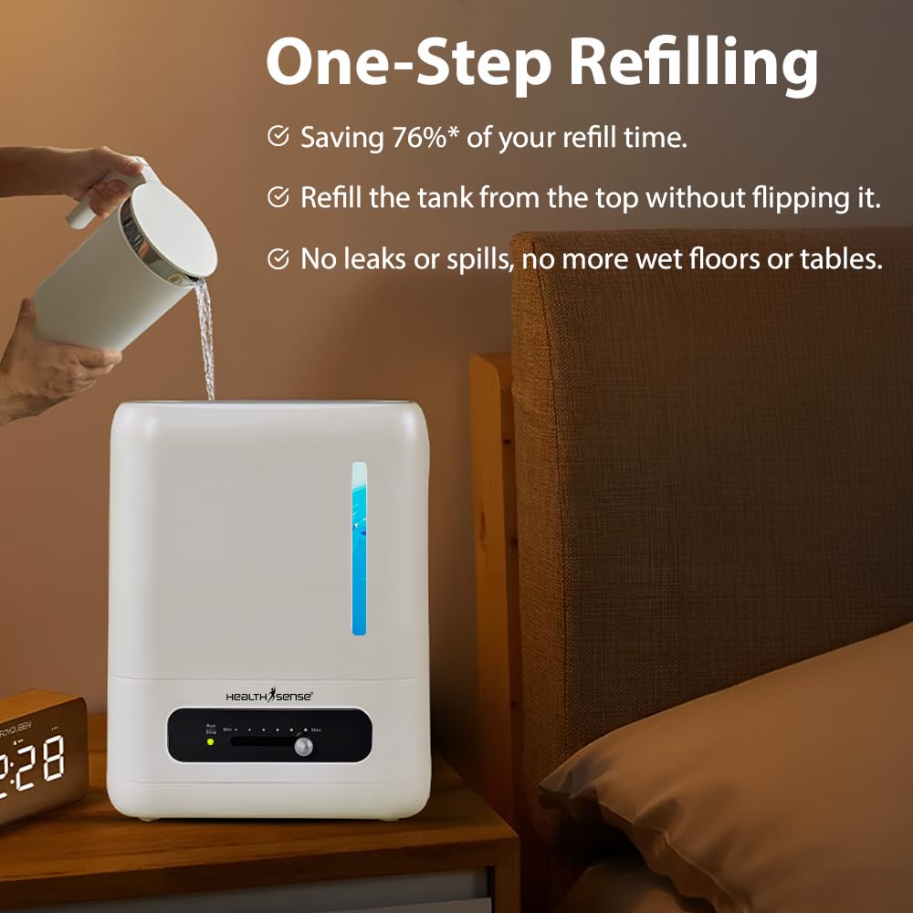 Ultrasonic Humidifer For Room Mositure | Air Humidifier for Cold and Cough| Top Filling, 4 lts Capacity, Aromatherapy Tray, 360° Enhance Comfort for Home Baby & Plants | BPA Free - RH690