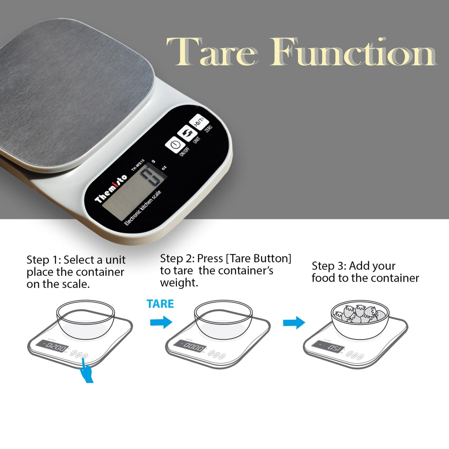 Themisto TH-WS15 Electronic digital Kitchen Weighing Scale |10 Kg|Back Light LCD| Made In India with 1 Year Warranty
