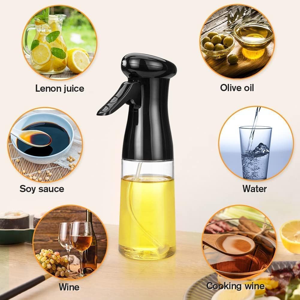 Vasukie 2-in-1 Olive Oil Sprayer and Dispenser Bottle for Kitchen | 500ml Glass Oil Bottle with Premium Nozzle | Cooking Oil Sprayer for Healthy Cooking and Salad Making (Spray Bottle)