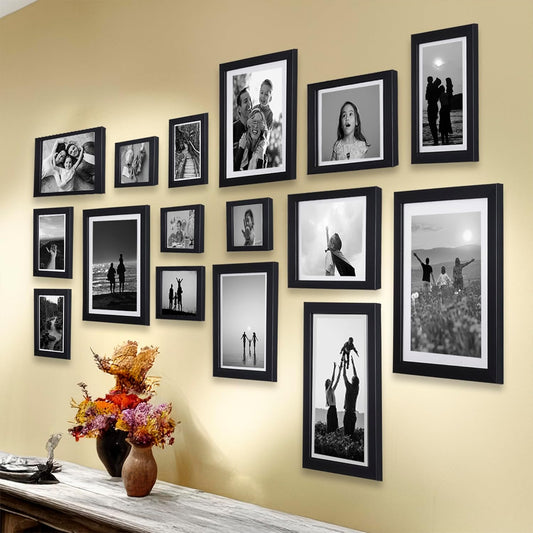 Photo Frame For Wall | Wooden Frames For Wall Decor | Black | Picture Frames | Rectangular Photo Frame For Home/Office | 6x10(2), 4x6(3), 8x10(3), 6x8(4), 5x7(4), Pack-16